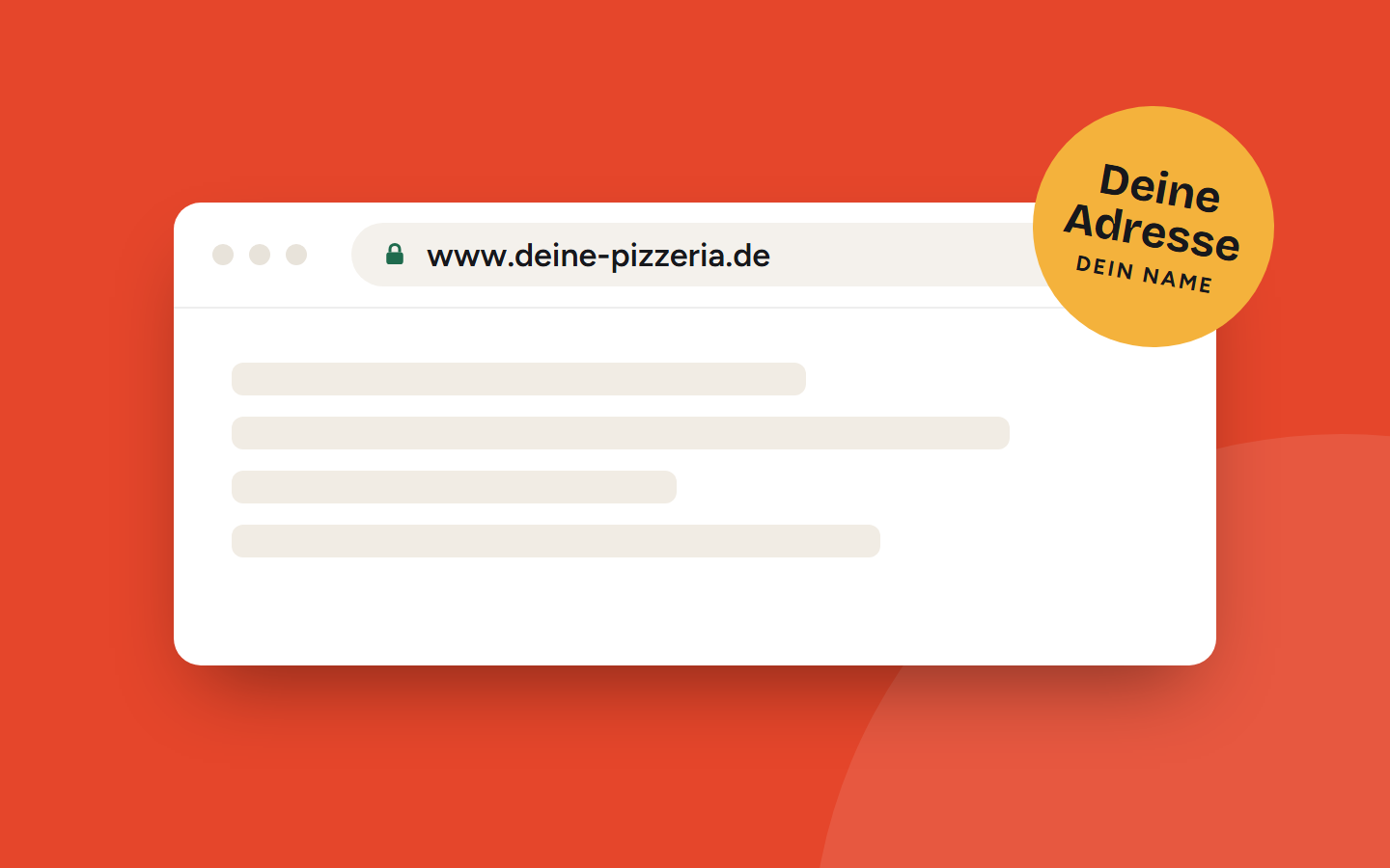 Grafik: Browserfenster mit eigener Domain eines Lieferdienstes